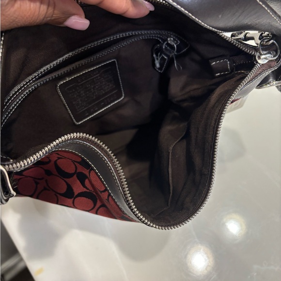 Coach Black and Red Shoulder Bag with Signature Monogram - Picture 4 of 4